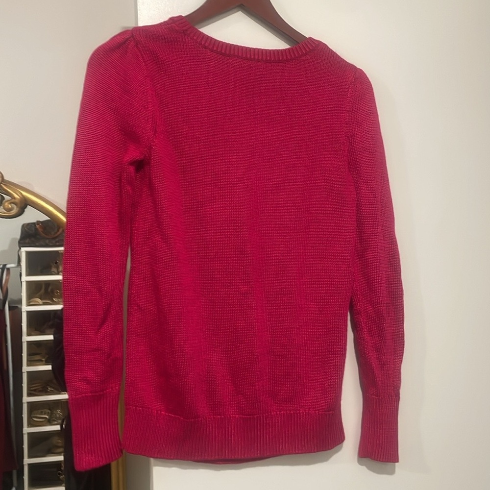 Banana Republic Sweater Womens Extra Small Hot Pink Knit Detailed Rayon Cotton